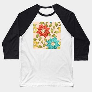 Summer Pattern with Floral Motifs Baseball T-Shirt